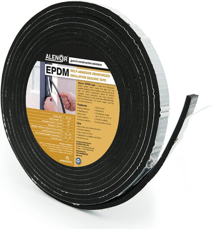 Alenor EPDM Black Foam Insulation Tape Self Adhesive 1/8"x1" x 50' Ft –Pack of 1- Weather Stripping for Doors & Windows,Soundproofing,Door Seal,Weatherstrip,Pipe Cooling,Air Conditioning Seal Strip