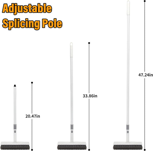 Floor Scrub Brush with Long Handle,Double-Sided V-Shaped Deck Brush,Grout Brush,Shower Floor Scrubber for Cleaning, Tile Scrub Brush with Stiff Bristles, 48"