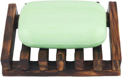 2 Pack Wooden Soap Holder Bamboo Soap Dish for Shower with Self Draining Tray Natural Bar Soap Holder and Soap Saver for Bathroom Kitchen Sink