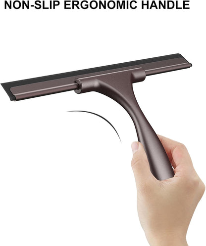 SetSail Squeegee for Shower Glass Door Stainless Steel Shower Squeegee for Glass Doors All-Purpose Window Squeegee for Tile Shower Walls, Sink, Mirror, Bathroom, Car Window Cleaning 10 Inches