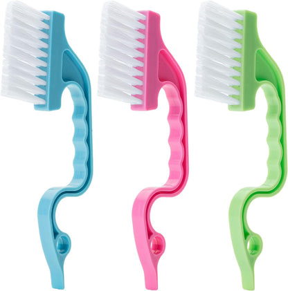 Slick- Window Track Cleaning Brush, 2 Pack, Blue Ergonomic Handle | Built-in Scraper, Multipurpose Window Track Cleaning Tool for Sliding Doors, Windows, Corners, Dust, Dirt & Narrow Gaps