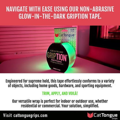 CATTONGUE GRIPS Non-Abrasive Grip Tape Roll - 2” Wide Heavy-Duty, Waterproof Anti-Slip Tape for Bathtubs, Stair Treads, Ramps & More - Indoor & Outdoor Non-Skid Solution (Clear, 10ft)