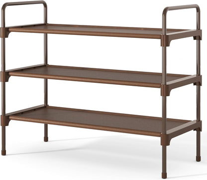 Kitsure Shoe Rack for Closet, Sturdy Shoe Storage for Entryway, Space-Saving Shoe Rack Small and Shoe Shelf, 27.6" Wide, Black