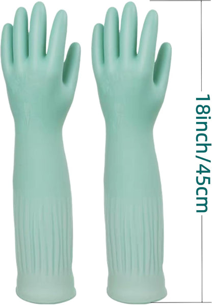 18inch Household Cleaning Rubber Kitchen Waterproof Long Gloves,Reusable Durable Anti Slip Work Latex Gloves