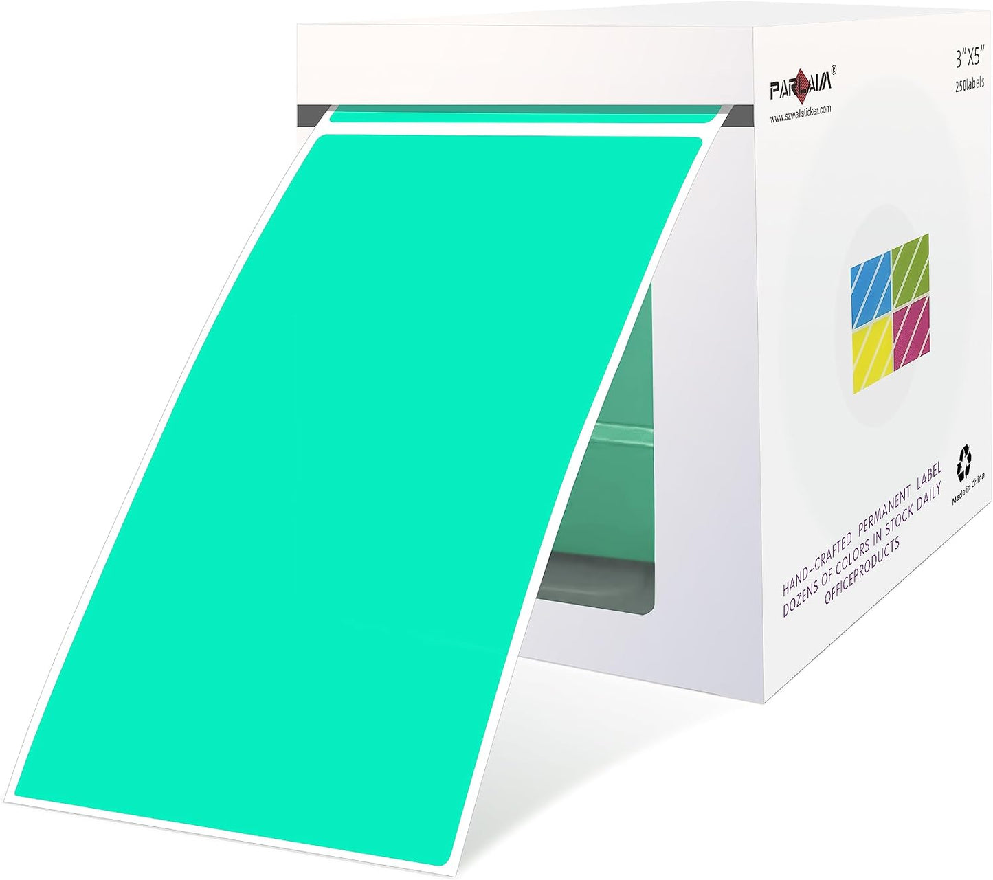 PARLAIM 3 x 5 inch Rectangle Sticker Labels, 250PCS Adhesive Color Coding Stickers for Moving Box Inventory Label, Fluorescent Green