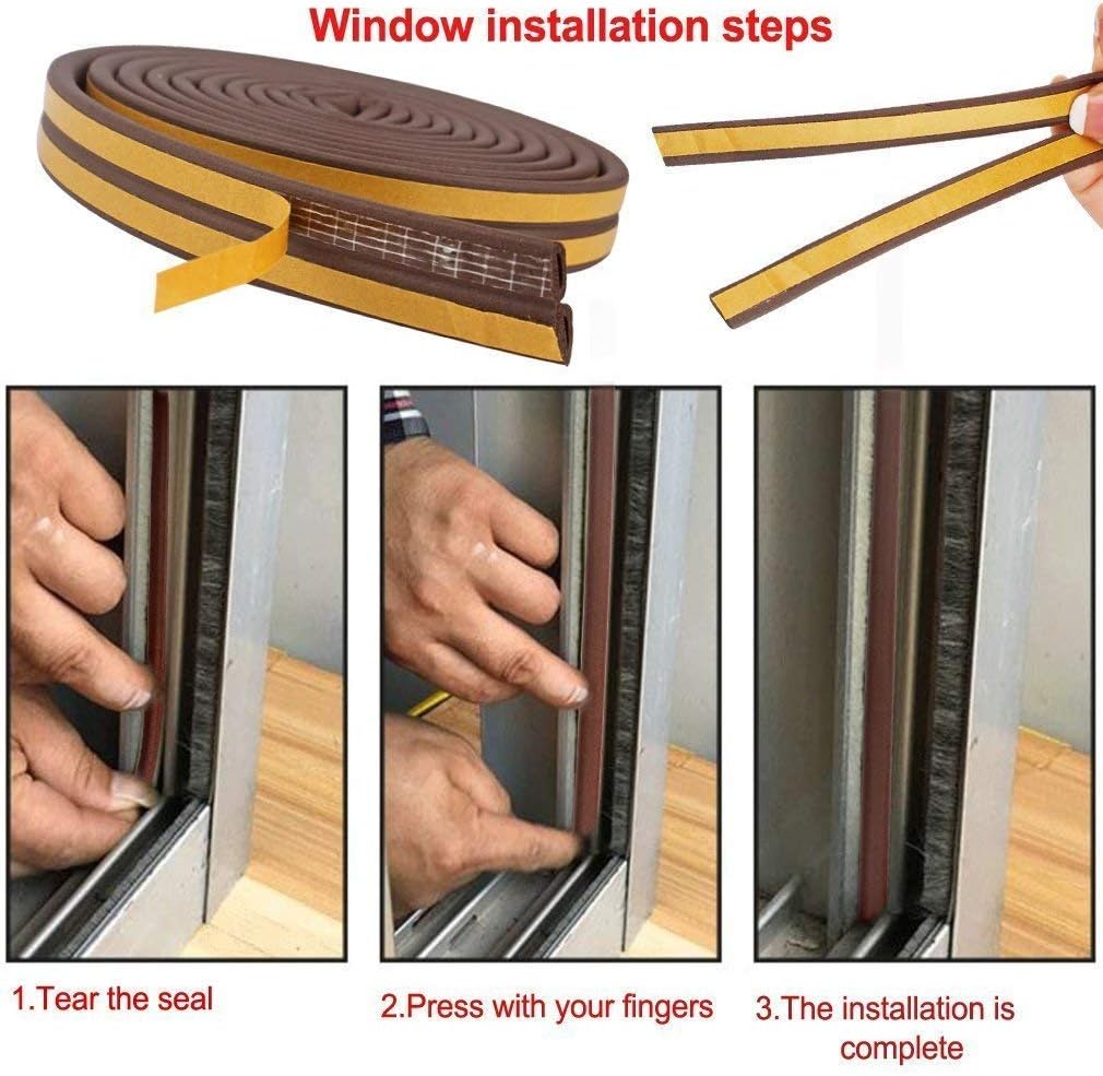 CloudBuyer Door & Window Weather Stripping, Soundproof Insulation Seal Strip with Self-Adhesive Rubber Collision Protection, 16.5 Ft (White)
