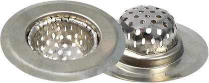 2PCS Kitchen Sink Strainers, 3" Top/1.5" Basket, Stainless Steel Bathtub Drain Strainer, Shower Hair Drain Catcher, Drain Filter Basket