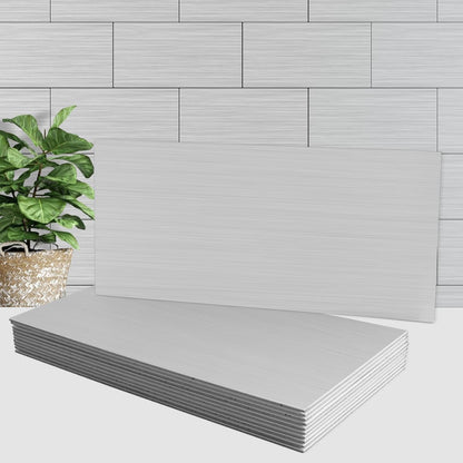 AULIGET 6" x 12" Black Slate Peel and Stick Backsplash Wall Tiles, PVC Faux Stone Stick on Tiles for Backsplash Kitchen, Bathroom, Laundry Room, Camper, Fireplace (Pack of 20)