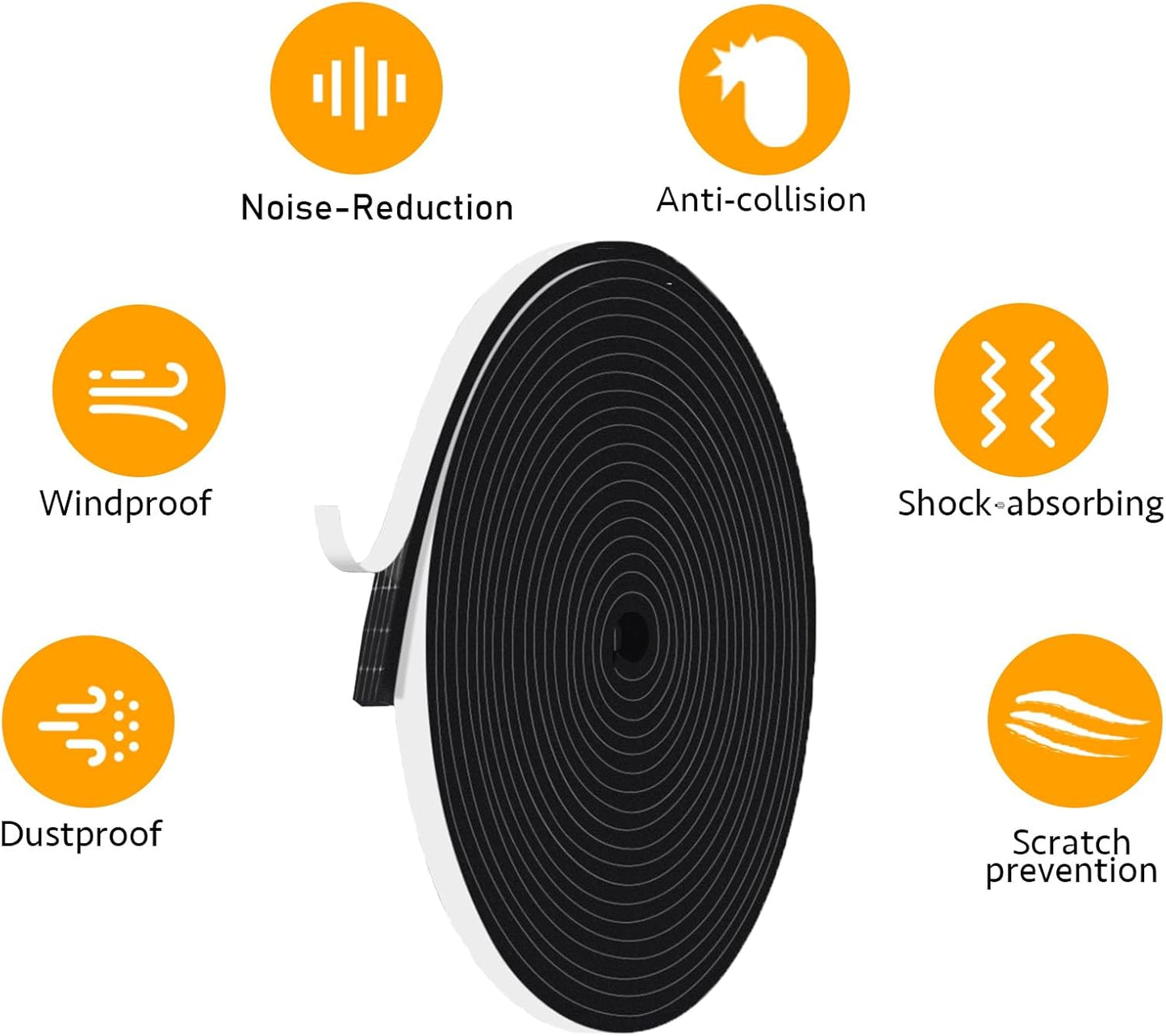 Upgraded Strong Adhesive Foam Weather Stripping Door Seal Insulation Tape for Insulating Door,Window, Air Conditioner Noise-Reduction Self Adhesive Sealing Weatherstrip (1 in x 1/2 in x 10 Ft) - Colors A