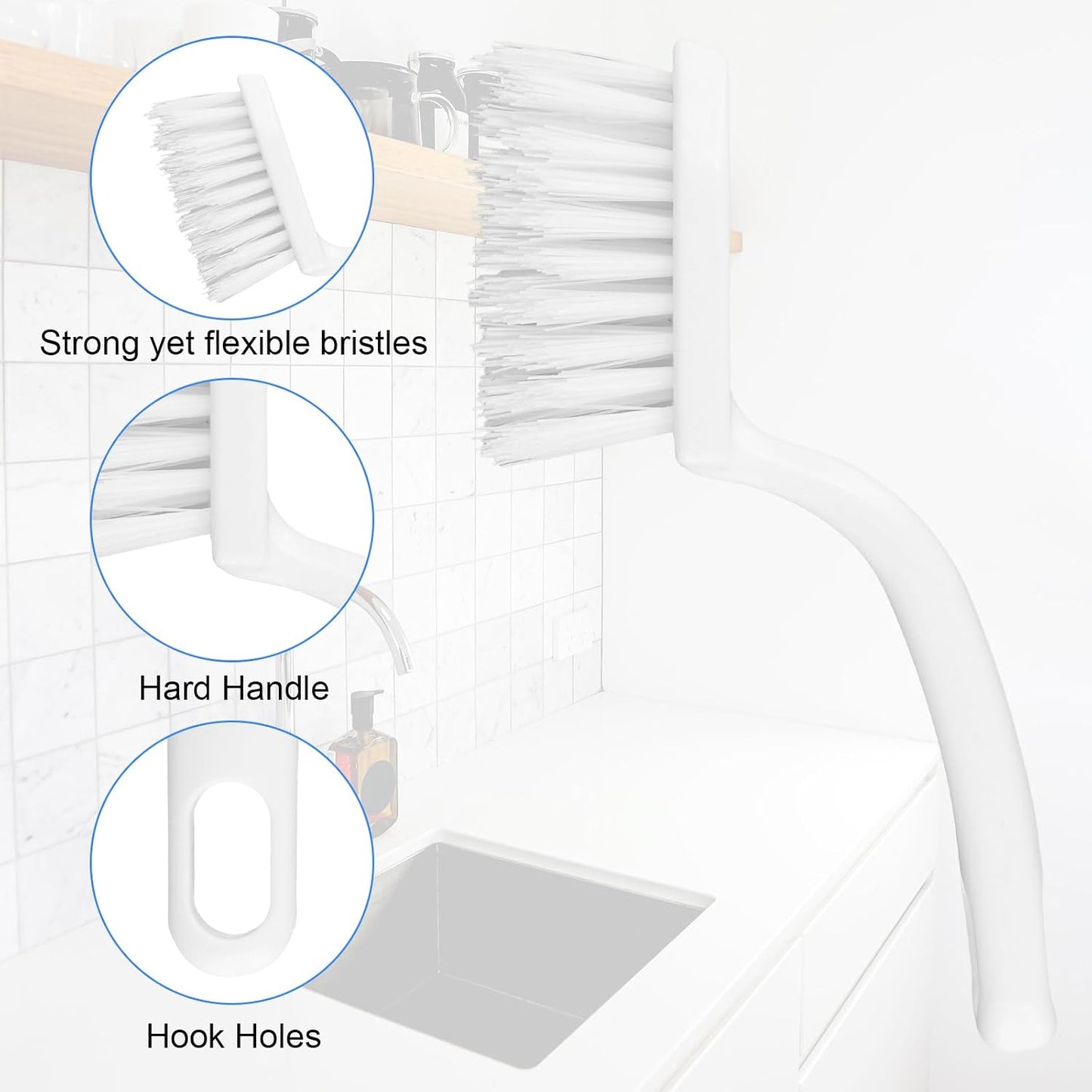 NQEUEPN 2pcs Grout Cleaner Brush for Tile Floors, V-Shaped Handheld Stiff Shower Gap Cleaning Scrubber with Hard Bristles, Grout Brush for Shower Tile, Door Groove Gap, Bathroom, Kitchen, Window