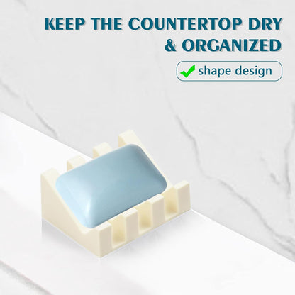 Self Draining Soap Dish Holder,Silicone Soap Dish,for Bathroom,Kitchen, Sponges，Can Extend Soap Life，Keep Soap Bars Dry and Easy Cleaning (White,1-Pack) - Colors B