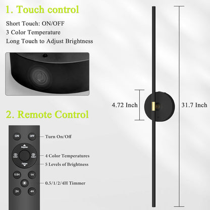 Battery Operated Wall Sconce Set of Two: Gold Wireless Rechargeable Wall Light with 10000mAh Detachable Battery and Remote, 360° Rotatable Scone Wall Decor for Bedroom Hallway Bathroom, 31.5inch