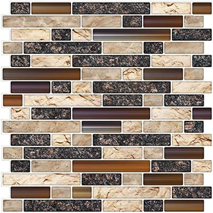 STICKGOO Thicker Design Peel and Stick, Self Adhesive Stick On Tile Backsplash for Kitchen and Bathroom, Beige & White, 12”×12”, 10 Sheets