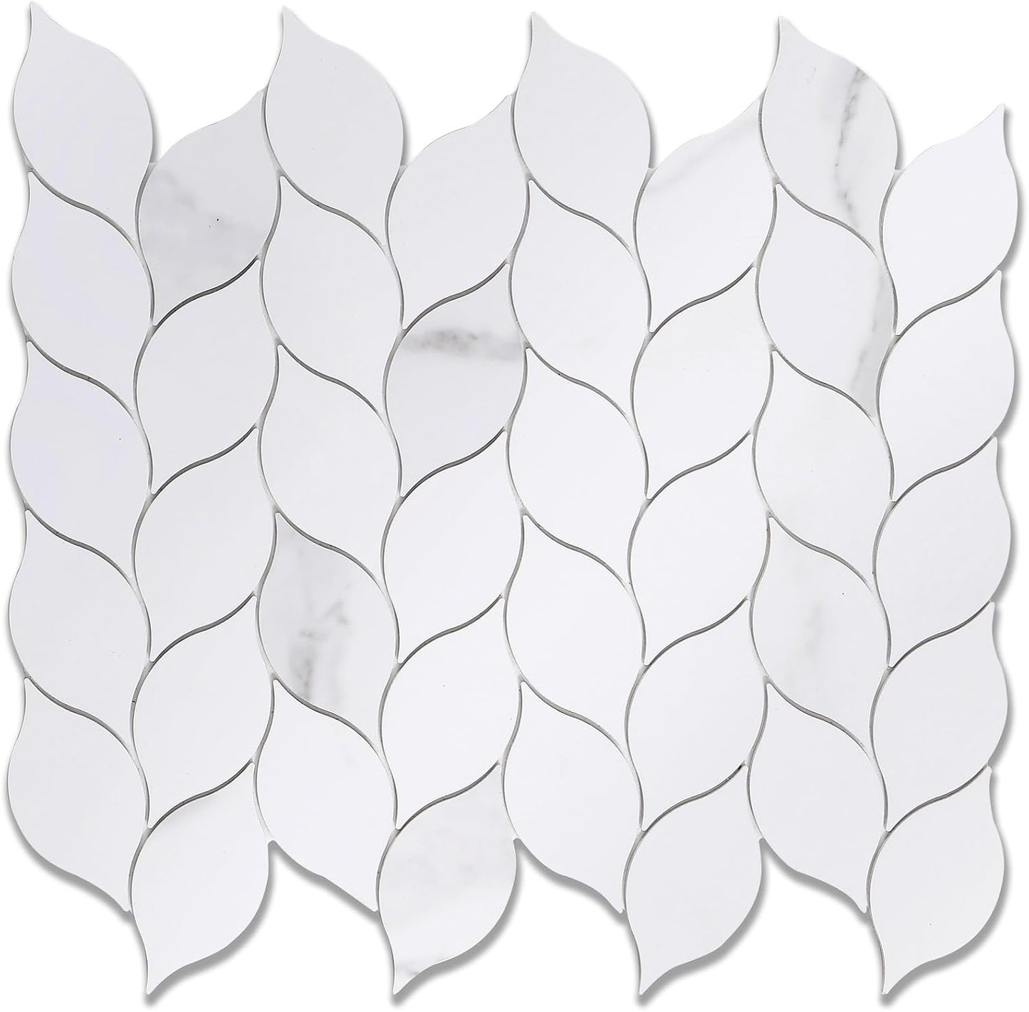 Tilingview 10-Sheet Peel and Stick Backsplash Tile for Kitchen, Self-Adhesive Mosaic Glossy Leaf Stick on Wall Tile with Gaps (Leaf Beige)