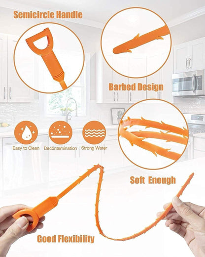 Drain Cleaning Tool Set, 79" Extra-Long Drain Clog Remover, (6pcs) 25" Hair Drain Snakes, (2pcs) 25" Cleaning Brushes for Sink, Tub, Toilet & Sewer, (9-Pieces Tool Set)