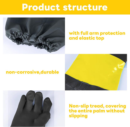Full Arm Pond Gloves with Fleece lining Extra Long Waterproof Gloves for Pond Cleaning Care/Machinery Industry 30-inch