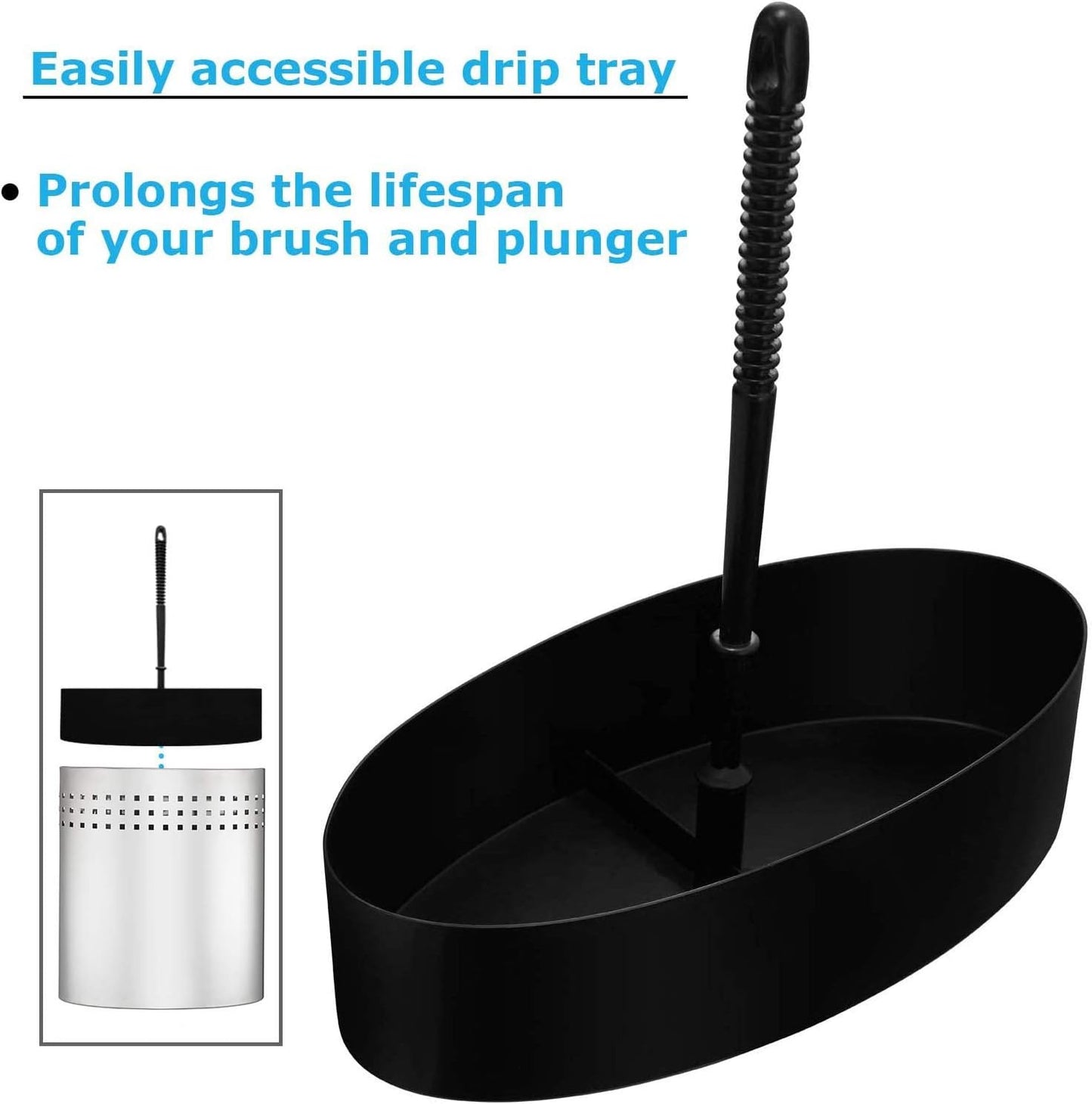 Blue Donuts Toilet Brush and Plunger Set with Holder, Modern Chrome Bathroom Accessories Toilet Plunger and Toilet Bowl Brush Combo