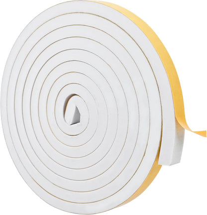 ToLanbbt White Door Window Weather Stripping Self Adhesive Foam Tape High Density Foam Sealing Strip Window Insulation Weatherproof Gasket Tape for Doors and Windows (1/2" W X 1/8" T X 16.5')