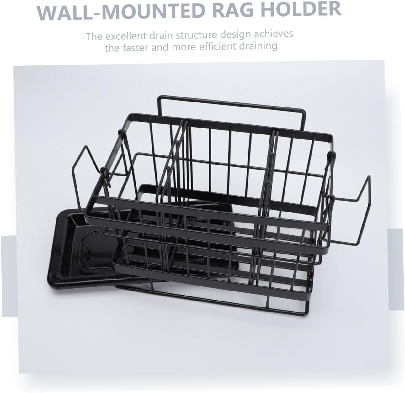 Outanaya 1pc Wall-mounted Adjustable Stainless Steel Rag Storage Rack Sponge Drain Basket for Kitchen and Bathroom Easy to Install Organizer for Cleaning Cloths and Utensils