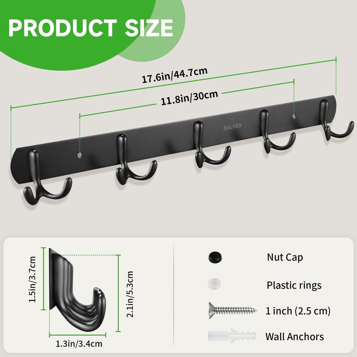 SOLVEX Coat Rack Wall Mount,2 Pack Coat Hooks Wall Mount, Hat Rack Key Holder Bag Hanger for Wall,Wall Hooks for Hanging,Purse Hanger Towel Hooks for Bathroom SP-60302-N