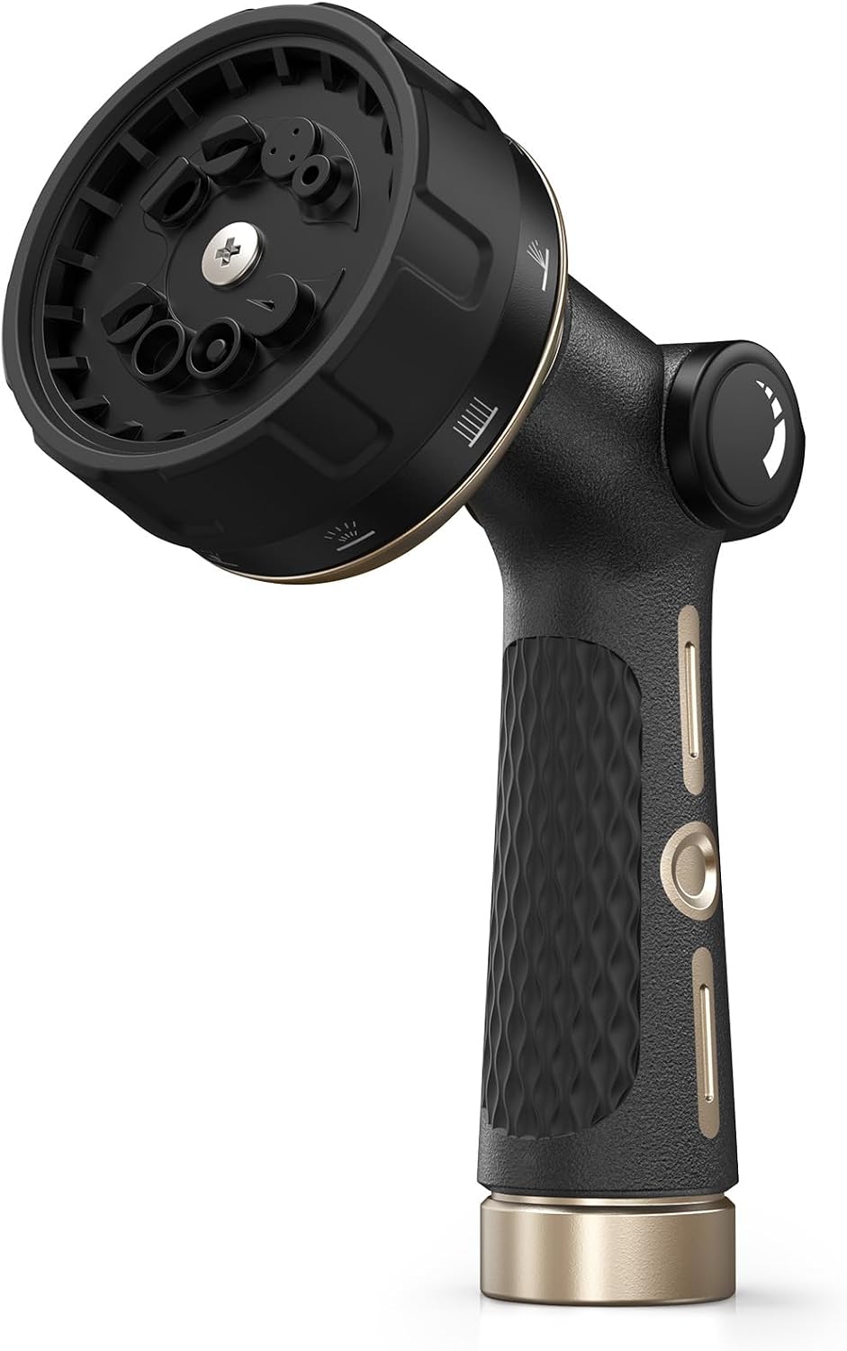 RAINPOINT Garden Hose Nozzle Heavy Duty - 100% Metal Thumb Control Spray Nozzles for Garden Hose High Pressure, 10 Patterns Water Hose Nozzle for Car Wash, Watering Lawn and Pets, Green