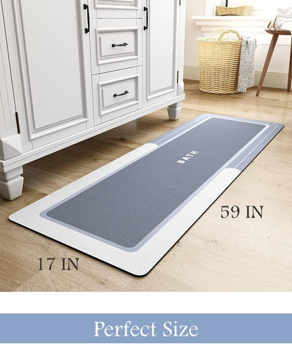 MontVoo-Bath Mat-Bathroom Mat Rug Non Slip Super Absorbent Stain Resistant Quick Dry Thin Bath Rug-Bath Mats for Bathroom Floor Bathtub Vanity-Bathmat Bath Rug Easy Care-17"x27" Grey