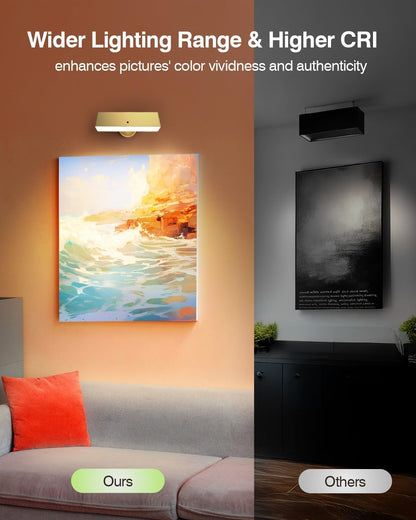 iThird Rechargeable Battery Operated Wall Sconce Set of 2: Wireless Black Wall Lights Battery Powered Magnetic 360° Rotation Cordless Scone Adhesive LED Wall Mount Lamp for Bedroom Reading Picture RV