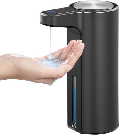 EKO Aroma 9 fl oz Automatic Liquid Soap Dispenser, Rechargeable & Water-Resistant Soap Dispenser for Kitchen and Bathroom with Adjustable Volume Control (Matte Black Steel)