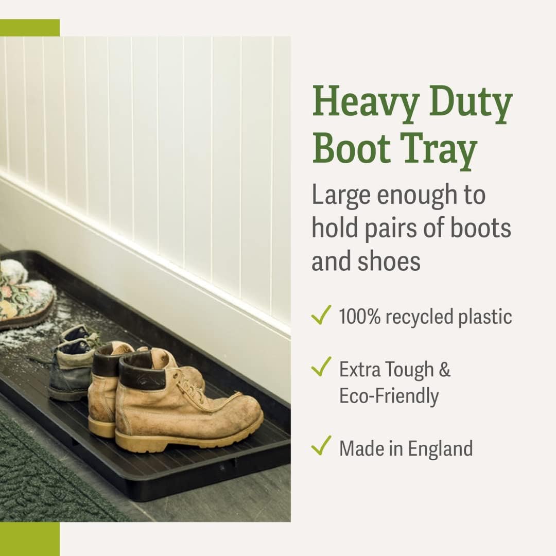 Gardener's Supply Company Entrance Boot Tray | Multi-Purpose All Weather Waterproof Indoor and Outdoor Shoe Mat Made with 100% Durable Recycled Plastic | 22" L x 15.5" W 2" Deep, Black - Size Small