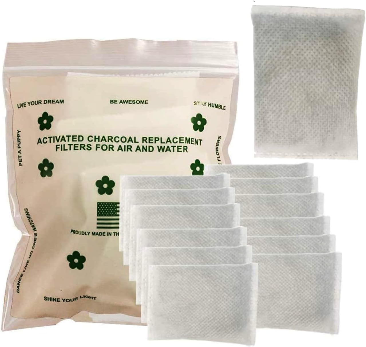 Green Piece® 24 Pack Overstuffed All-Natural Diaper Pail Deodorizer | Activated Charcoal Air Purifier Compatible with Diaper Pails, Shoe Closets, Trash Cans, Pets - Made in The USA by Green Piece