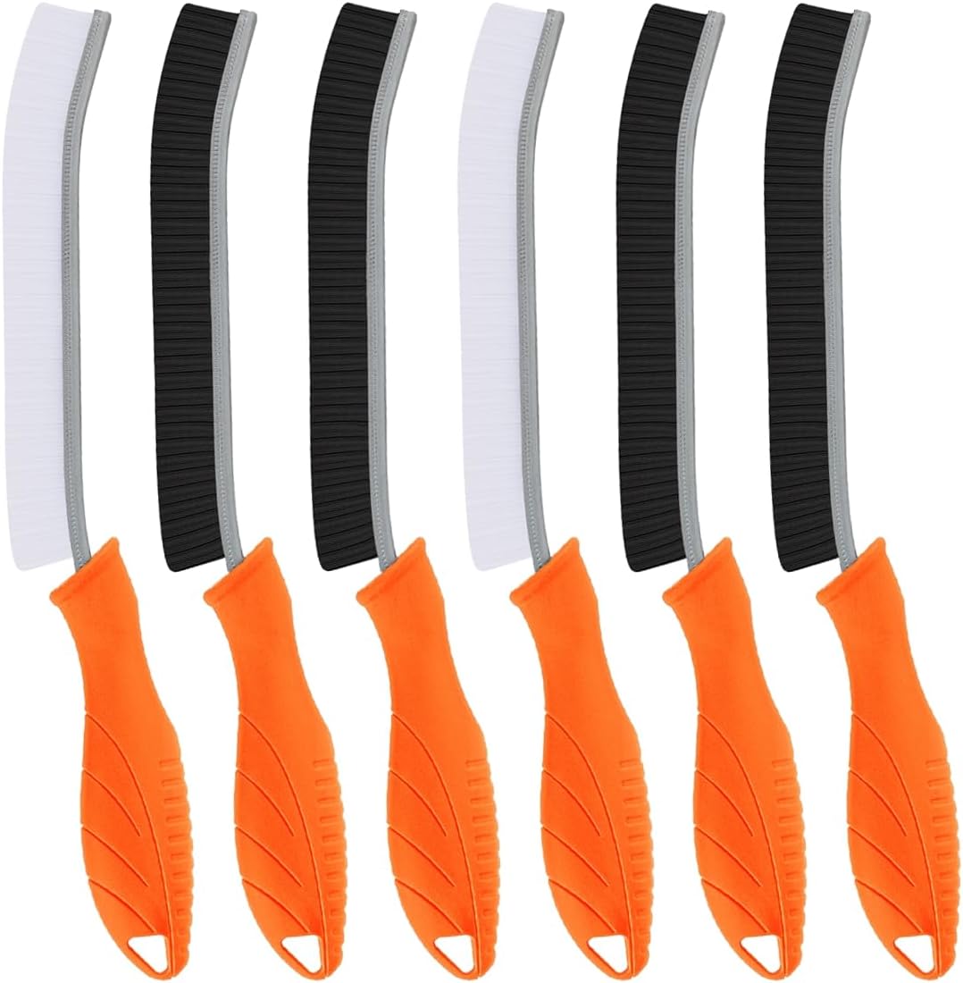 TQRR 3Pcs Hard Bristle Crevice Cleaning Brush, Scrub Brush, Kitchen Sink Cleaning Brush, Grout Brush, Corner Brush Cleaning Tools for Toilet, Bathroom, Gap, Home, Household, Window (3, Black)