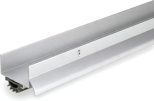 BARZEN Aluminum U Shaped Door Bottom Sweep with Drip Cap - Under Door Seal for Exterior Doors - Screw On Weather Stripping Door Seal - Weatherstrip Bottom of Door - Aluminum Mill, 36 Inches