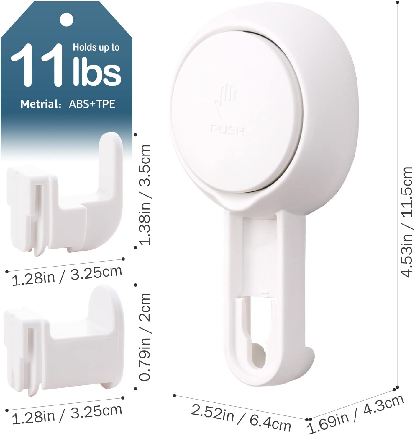 LEVERLOC Razor Holder for Shower 2 Pack, Powerful Suction Cup Shower Hooks for Towel, Loofah, Razor, Squeegee, Damage-Free Wall Hooks, Shaver Holder for Bathroom, Easy to Install and Reuse, White