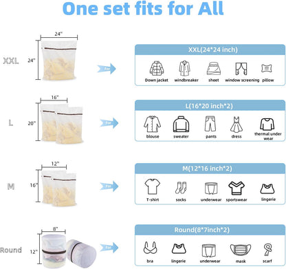 GOGOODA Mesh Laundry Bags for Delicates Durable Protective Wash Bags | Travel Storage Bags for Intimates Lingerie, 3PCS（3XXL）