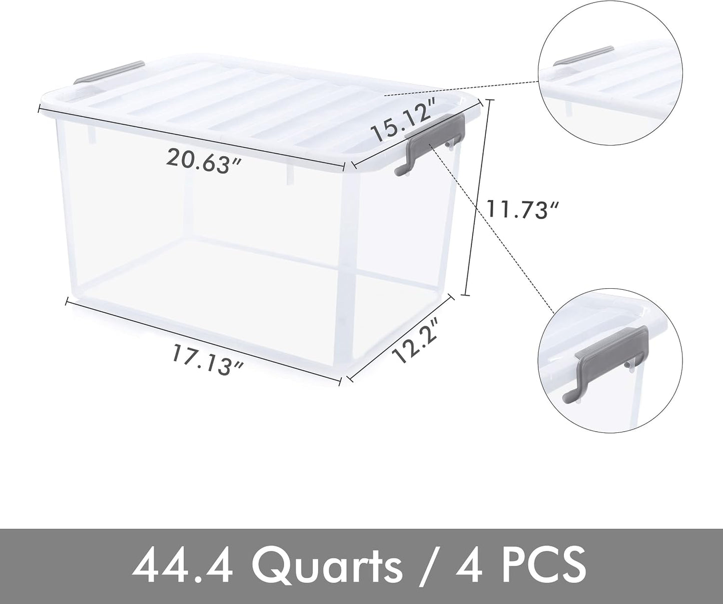 Citylife 57 QT Plastic Storage Bins with Double-Opening Lids, Storage Containers for Organizing, Large Clear Storage Box for Closet, Blankets, 2 Packs