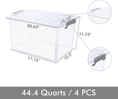 Citylife 57 QT Plastic Storage Bins with Double-Opening Lids, Storage Containers for Organizing, Large Clear Storage Box for Closet, Blankets, 2 Packs