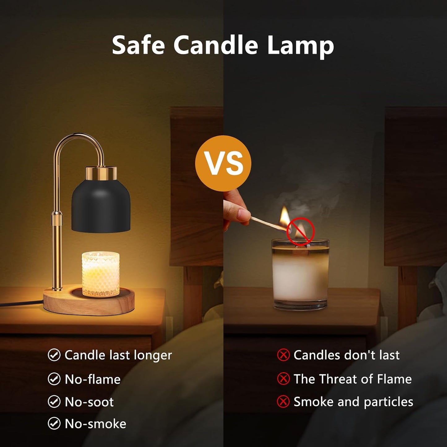 Candle Warmer Lamp with Timer Dimmer, Height & Brightness Adjustable | Black Electric Wax Warmer for Women Mom, Christmas & Birthday Gift, House Warming Gift New Home Decor