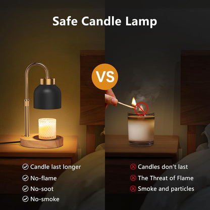 Candle Warmer Lamp with Timer Dimmer, Height & Brightness Adjustable | Black Electric Wax Warmer for Women Mom, Christmas & Birthday Gift, House Warming Gift New Home Decor