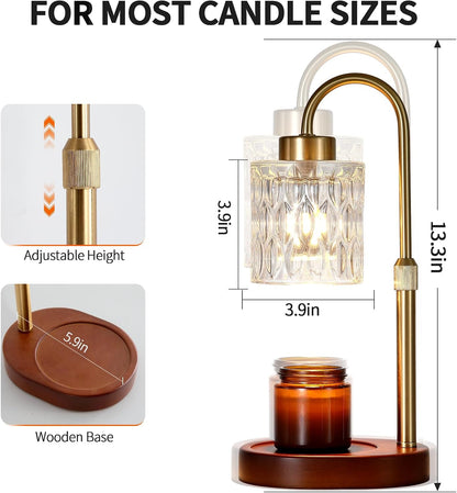 MEIXISUE Candle Warmer Lamp with Timer and Dimmer,Electric Gold Light Gifts for Women Melt Wax Warmer Lamp with 2 Bulbs for Candle Jars House Warming New Home Decor Bedroom