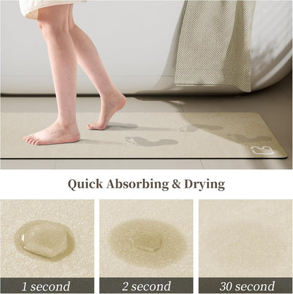 Diatomaceous Earth Bath Mat Rugs Super Absorbent Diatomite Stone Bath Mat Non Slip Quick Dry Thin Bathroom Mat Fit Under Door, Floor Rugs in Front of Bathtub, Shower Room, Sink,15.7"x23.6", Grey