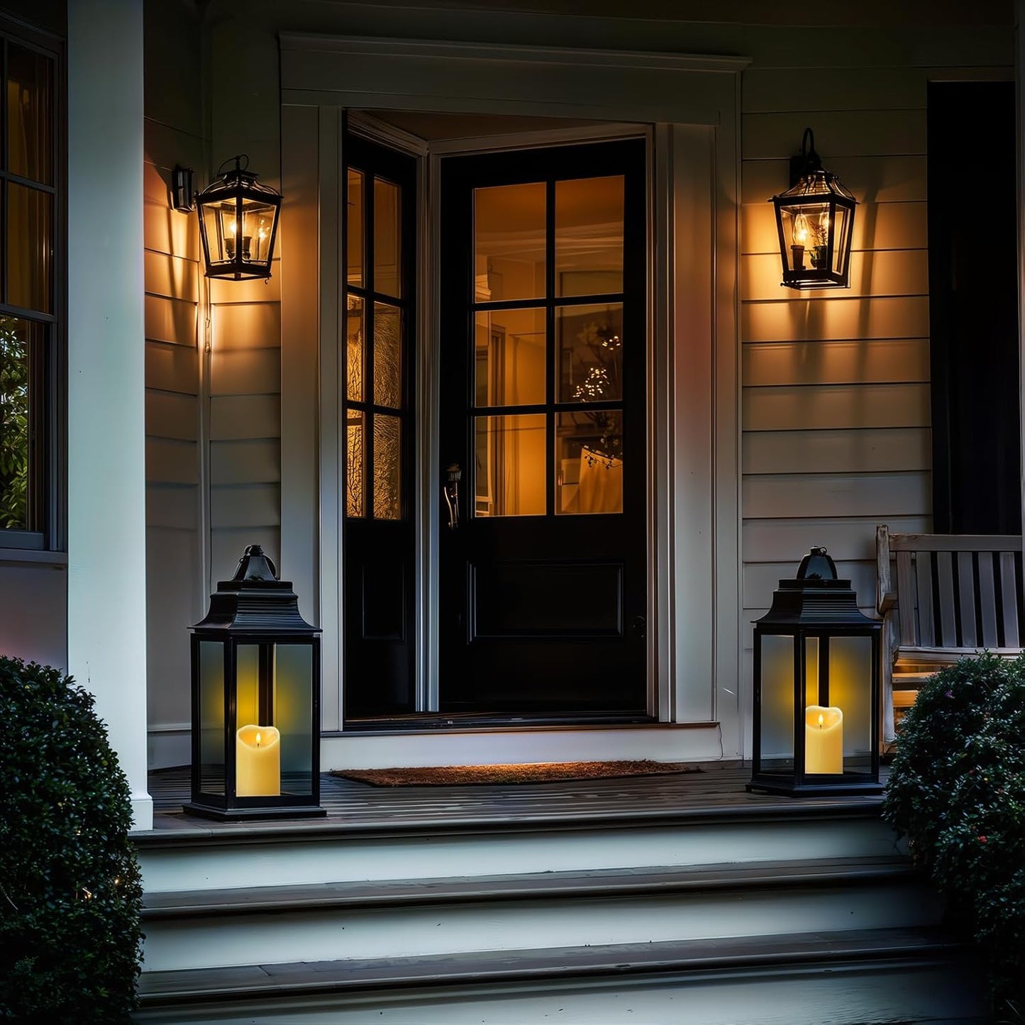 Amagic IP65 Waterproof Outdoor Flameless Candles with Remote, LED Candles Battery Operated with Timer, Flickering Fake Pillar Candle for Outside Patio Yard Decor, Ivory, Set of 5, D3 X H4 5" 6" 8" 8"