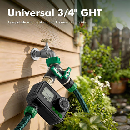 Restmo Heavy Duty 2 Way Y Garden Hose Splitter, Full Metal Body Full Flow Hose Splitter with Oversized Ball Valve, Extended Lever 3/4" GHT Outdoor Faucet Spigot Adapter for Garden Watering RV, Green