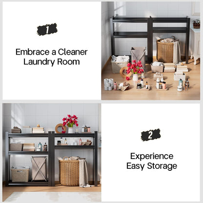 Over Washer and Dryer Shelves, Laundry Room Shelves Adjustable Metal Heavy Duty Freestanding Storage Shelving, Washing Machine Rack for Organization and Storage, Black (39.4" W X 17.7" D X 71.2" H)