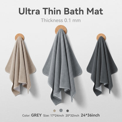 MontVoo Ultra Thin Bath Mat, Super Absorbent Bathroom Mat, Quick Drying Bath Rugs for Bathroom, Machine Washable Non-Slip Bathroom Rug Front of Bathtub, RV, Shower Room, Sink, (17x24, Grey, 1Pack)