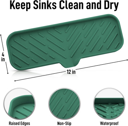 Zulay Kitchen (9x3.5in) Sponge Holder for Kitchen Sink - Flexible Heavy-Duty Multipurpose Sink Caddy - Counter Organizer for Kitchen, Bathroom, Makeup, Trinkets & More! (Grey)