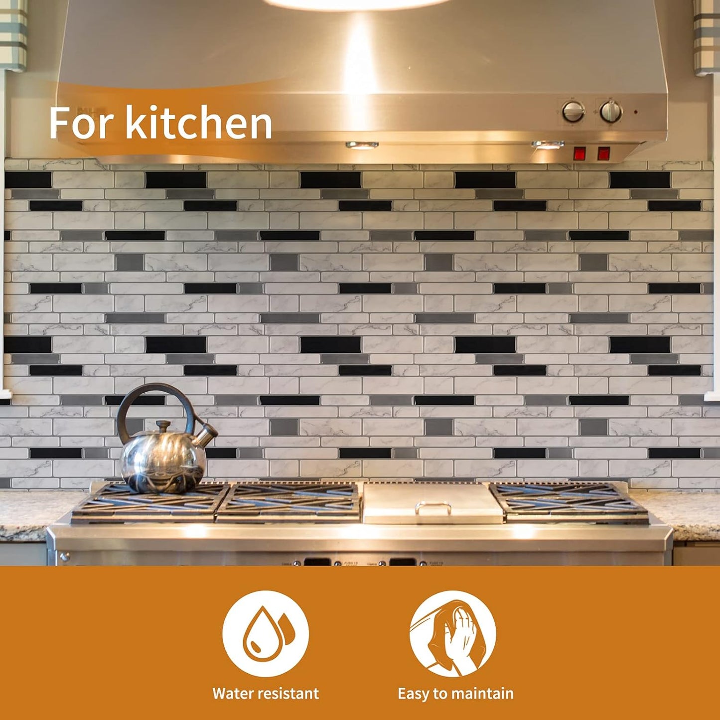 WOWSTAR 10-Sheet Peel and Stick Backsplash Tile for Kitchen Wall, Back Splash Stick On Tiles for Kitchen (12"x 12", Gray)