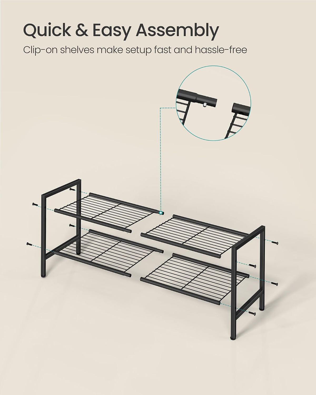 SONGMICS Metal Shoe Rack, Free Standing Shoe Organizer for Entryway Closet Garage Small Spaces, Heavy-Duty Slim Steel Storage Shelf, 8-Tier, Fits 16-24 Pairs, Bronze ULMR028A01