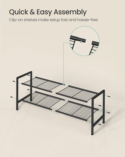 SONGMICS Metal Shoe Rack, Free Standing Shoe Organizer for Entryway Closet Garage Small Spaces, Heavy-Duty Slim Steel Storage Shelf, 8-Tier, Fits 16-24 Pairs, Bronze ULMR028A01