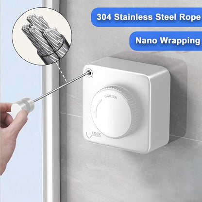 Retractable Clothesline Indoor & Outdoor, 16.2Ft Non-Sagging Stainless Steel Laundry Line with Wall Mounted Heavy Duty Design, Space-Saving Drying Rack for Bathroom, Balcony(1, White)