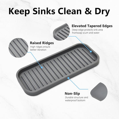 Silicone Sponge Holder Kitchen Sink Organizer Tray Dish Caddy Soap Dispenser, Scrubber Spoon Holder,Dishwashing Accessories 2 Pack (Black)